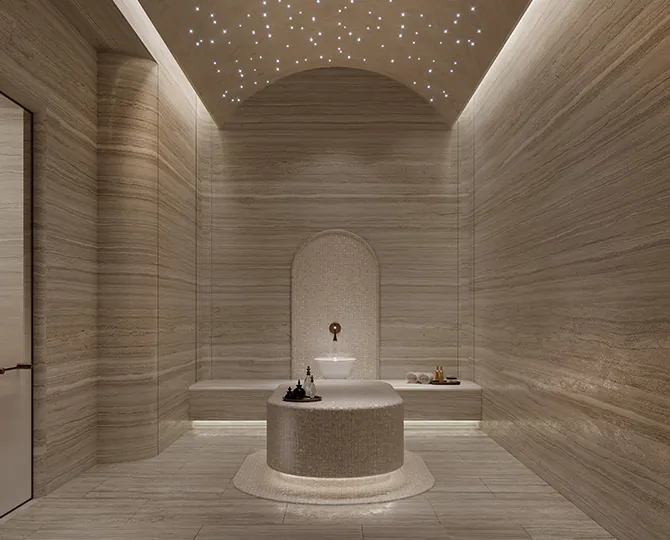Turkish hammam and sauna area
