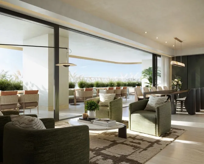 Co-working lounge on the 200 ft sky garden